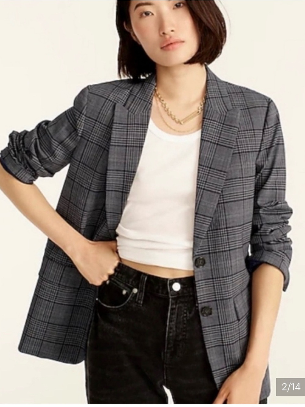 J. Crew Sommerset Blazer in Grey Plaid Italian Wool Womens 10